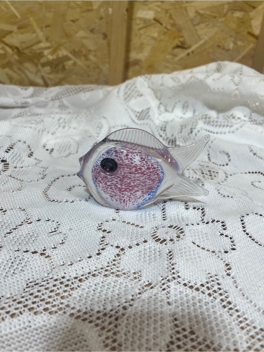 Hand Blown Pink Art Glass Tropical Fish
Figurine | Coastal Decor